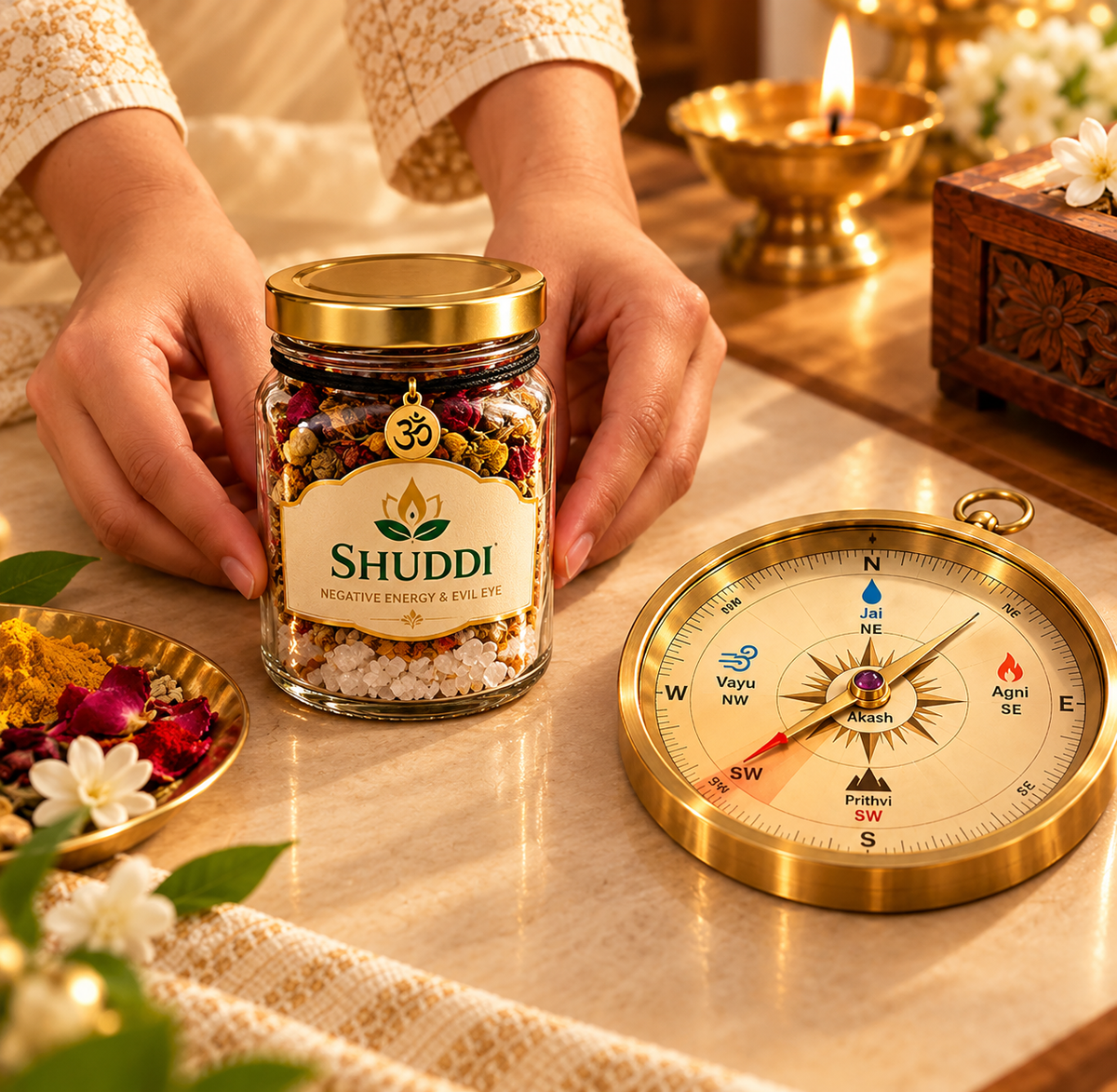 SHUDDI Negativity Absorber Jar – Mantra-Energized for Positive Energy & Evil Eye Protection.
