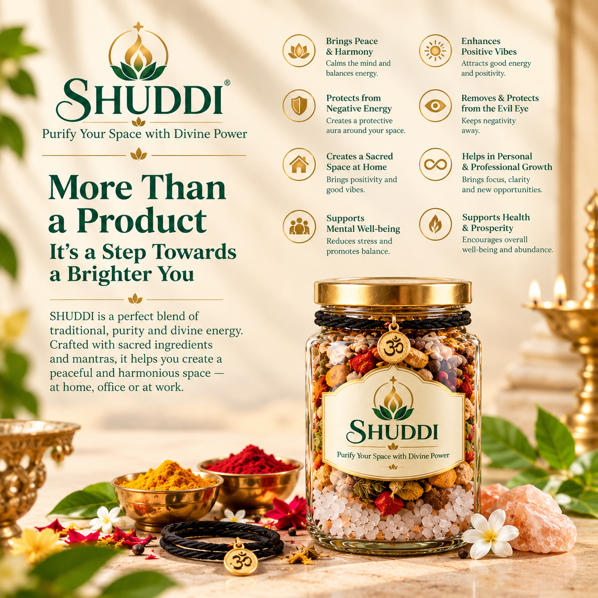 SHUDDI Negativity Absorber Jar – Mantra-Energized for Positive Energy & Evil Eye Protection.